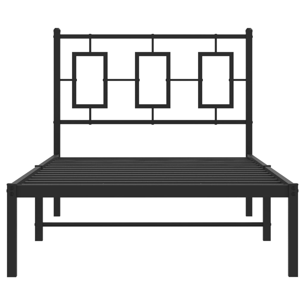 Estrutura de cama com cabeceira 90x200 cm metal preto