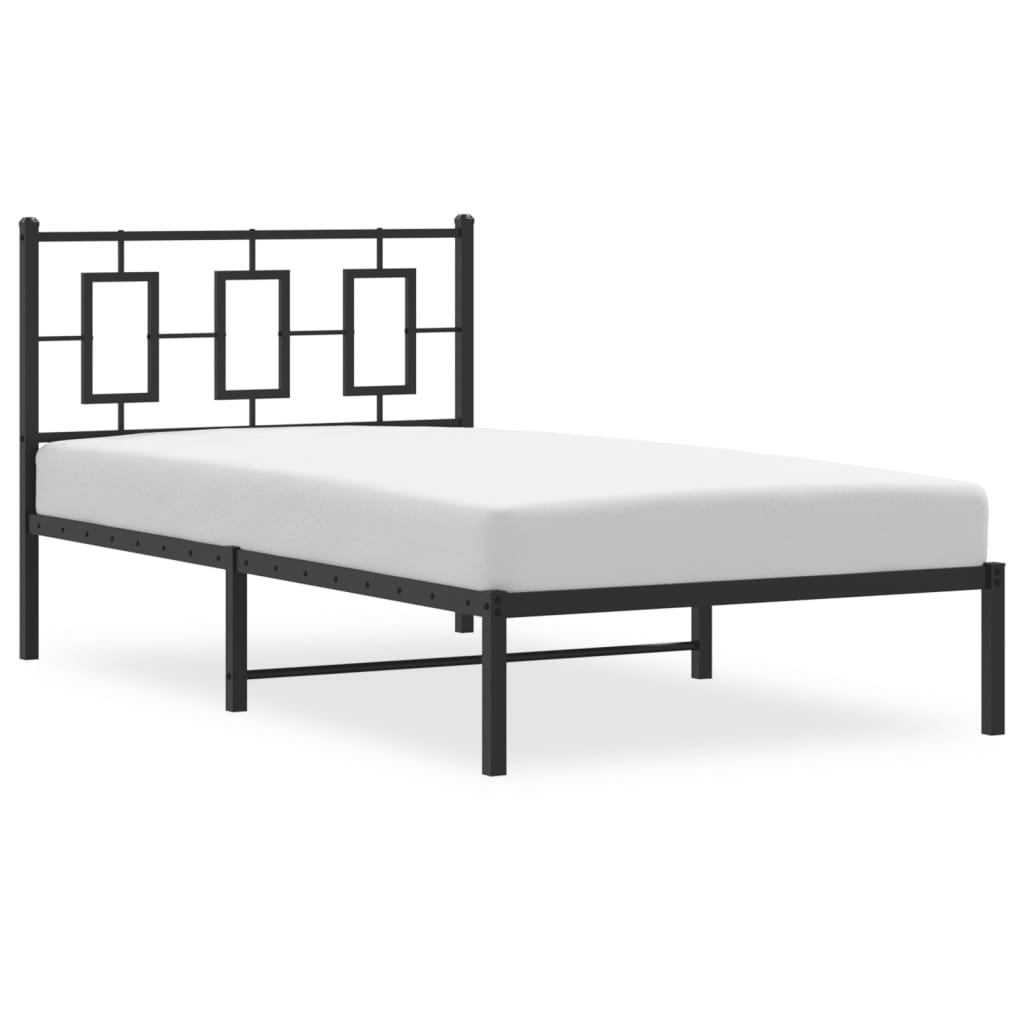 Estrutura de cama com cabeceira 100x190 cm metal preto