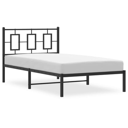 Estrutura de cama com cabeceira 100x190 cm metal preto