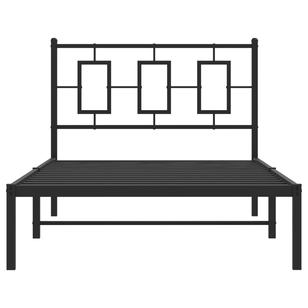 Estrutura de cama com cabeceira 100x190 cm metal preto