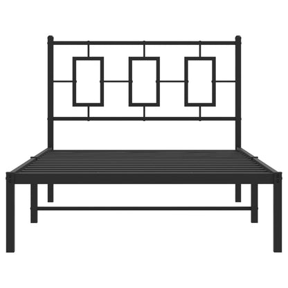 Estrutura de cama com cabeceira 100x190 cm metal preto