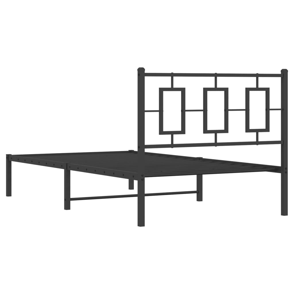 Estrutura de cama com cabeceira 100x190 cm metal preto