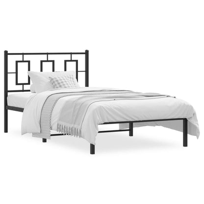 Estrutura de cama com cabeceira 100x190 cm metal preto