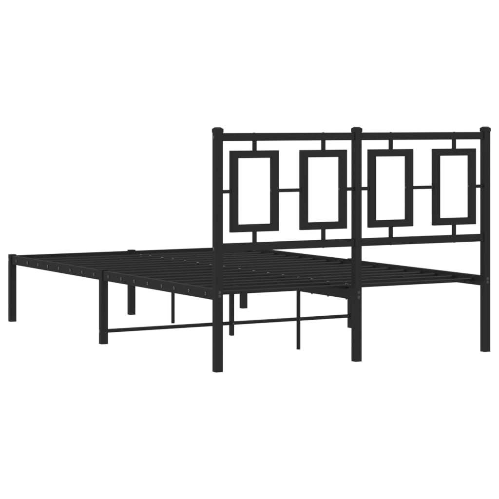 Estrutura de cama com cabeceira 120x190 cm metal preto