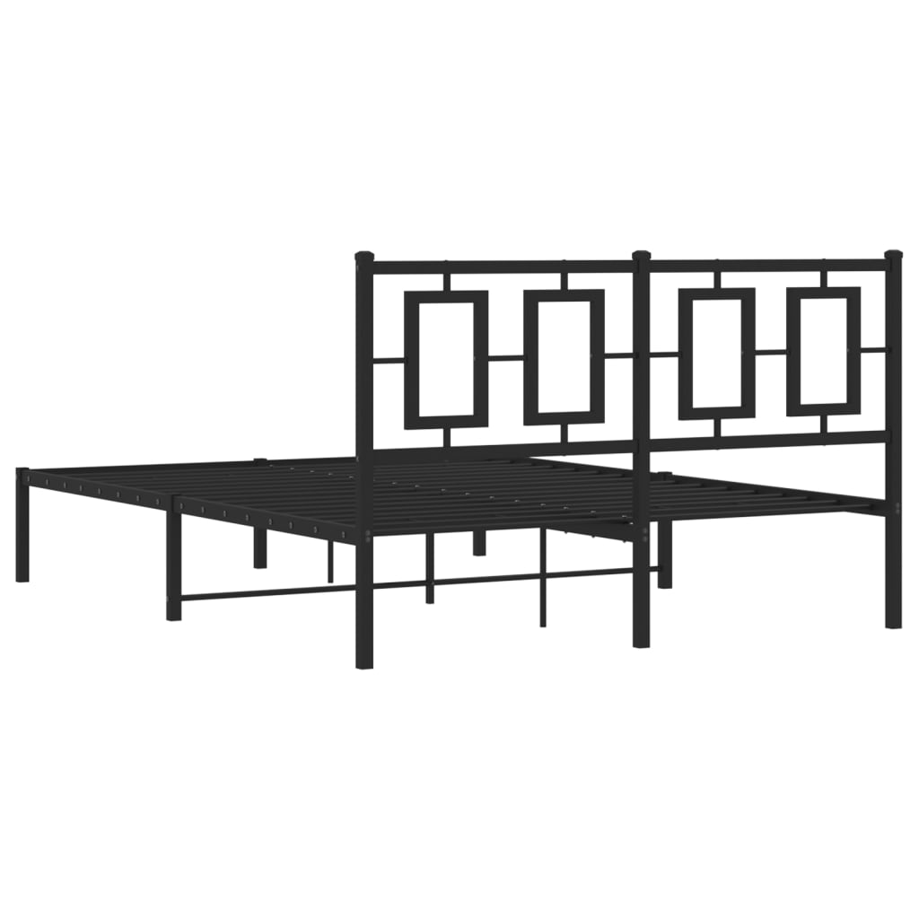 Estrutura de cama com cabeceira 135x190 cm metal preto