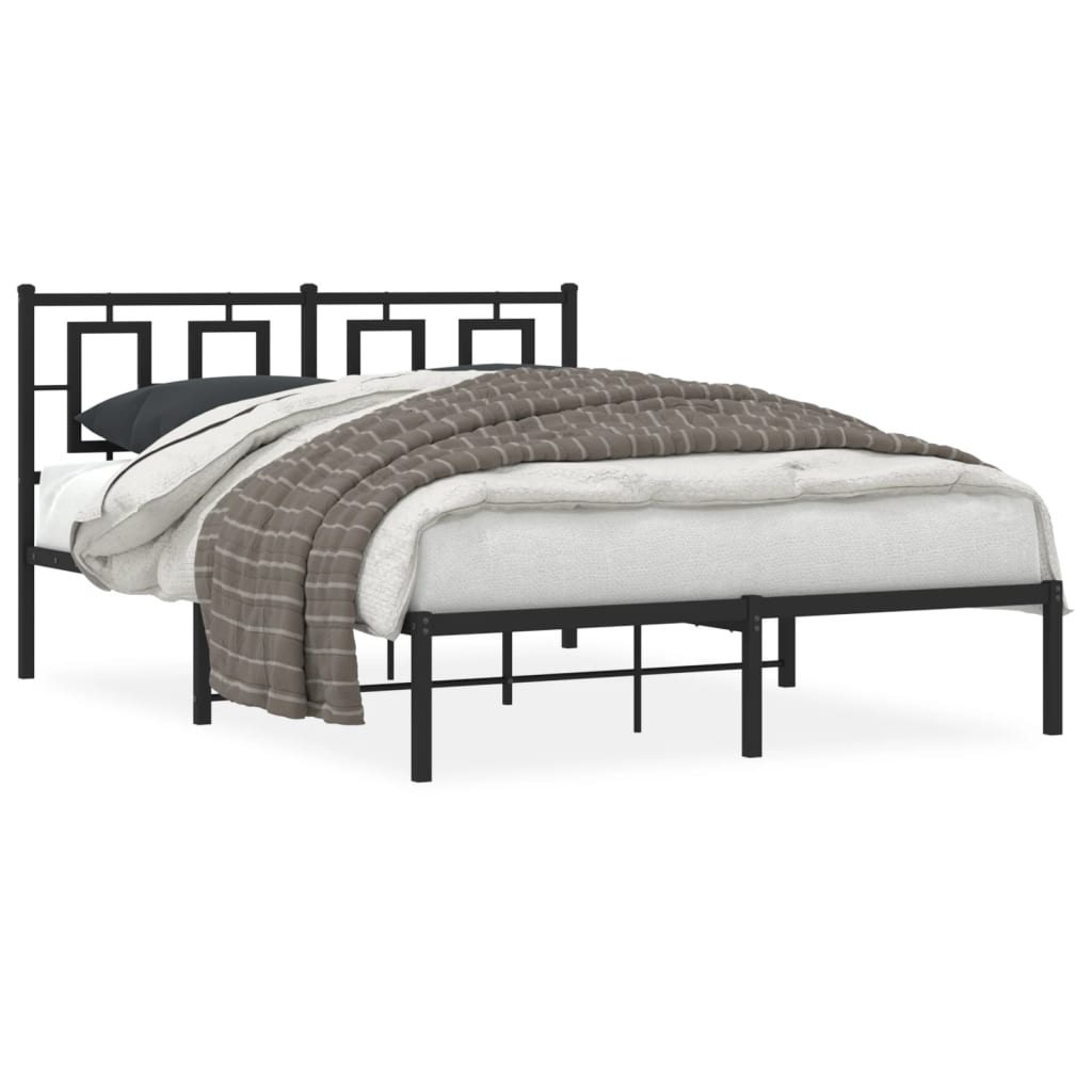 Estrutura de cama com cabeceira 140x190 cm metal preto