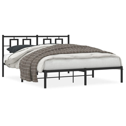 Estrutura de cama em metal com cabeceira 150x200 cm preto