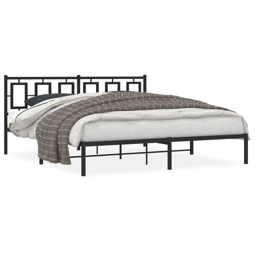 Estrutura de cama em metal com cabeceira 180x200 cm preto