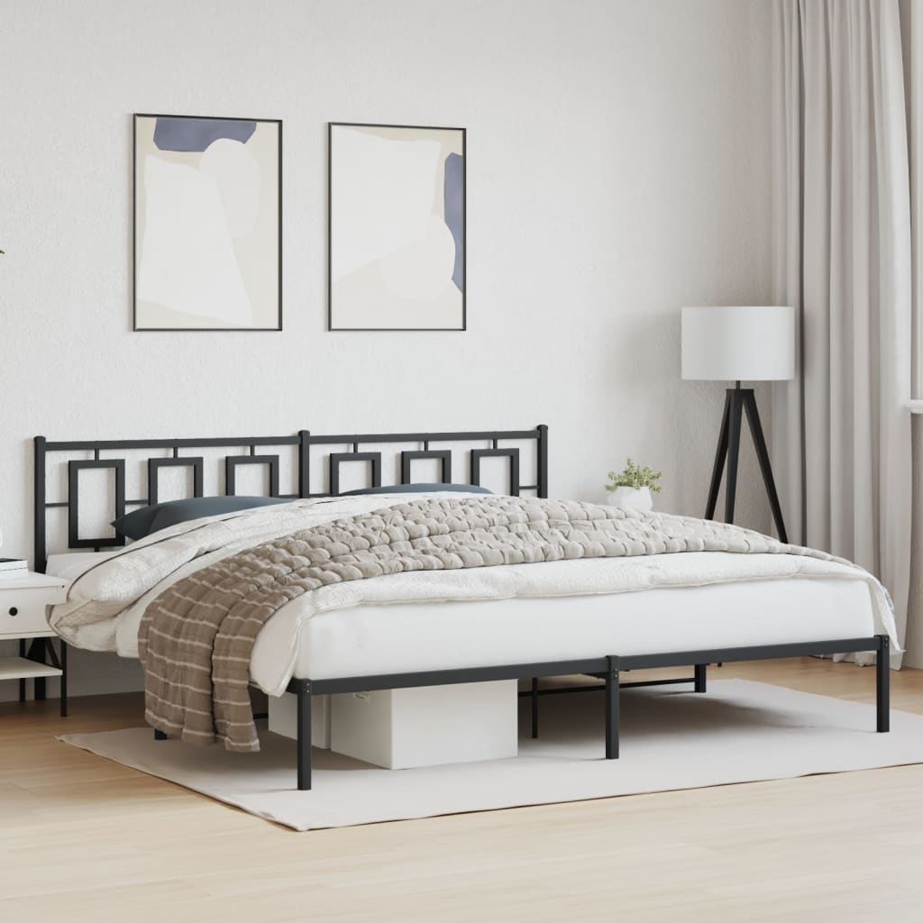 Estrutura de cama com cabeceira 200x200 cm metal preto