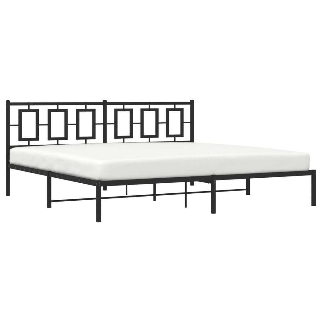 Estrutura de cama com cabeceira 200x200 cm metal preto