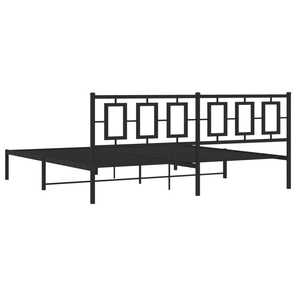 Estrutura de cama com cabeceira 200x200 cm metal preto