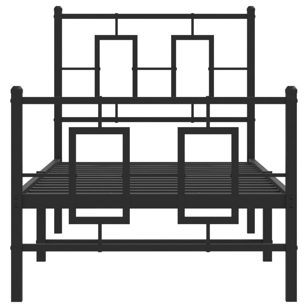 Estrutura de cama com cabeceira e pés 80x200 cm metal preto