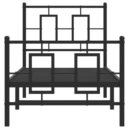 Estrutura de cama com cabeceira e pés 80x200 cm metal preto