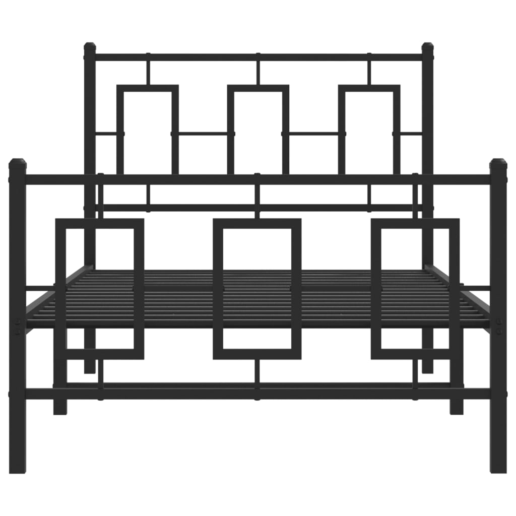 Estrutura de cama com cabeceira e pés 90x200 cm metal preto