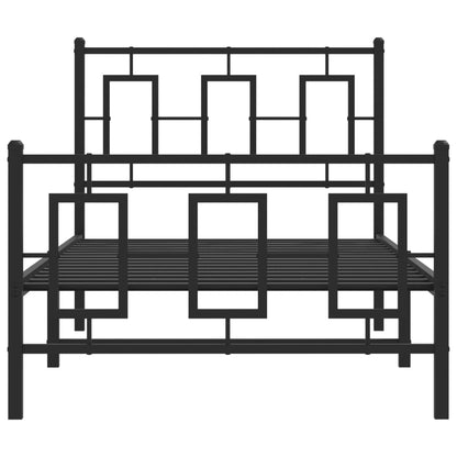 Estrutura de cama com cabeceira e pés 90x200 cm metal preto