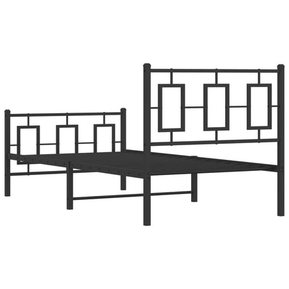 Estrutura de cama com cabeceira e pés 90x200 cm metal preto