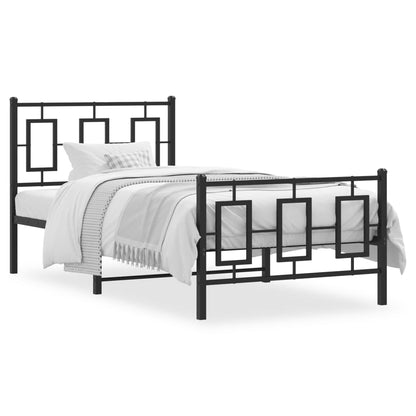 Estrutura de cama com cabeceira e pés 90x200 cm metal preto