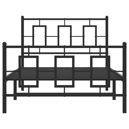 Estrutura de cama com cabeceira e pés 100x200 cm metal preto