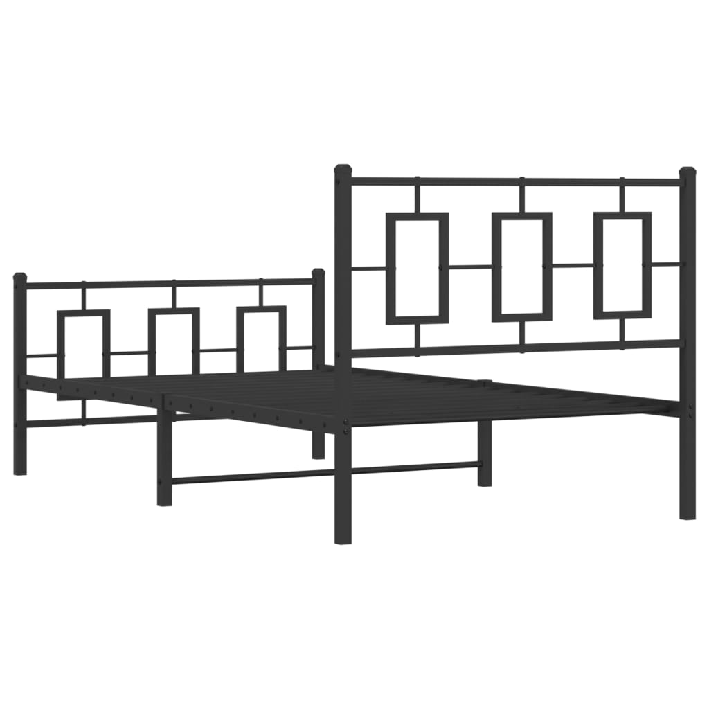 Estrutura de cama com cabeceira e pés 100x200 cm metal preto