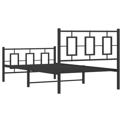 Estrutura de cama com cabeceira e pés 100x200 cm metal preto