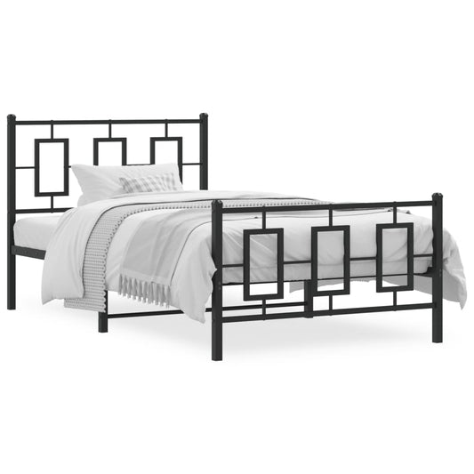 Estrutura de cama com cabeceira e pés 100x200 cm metal preto