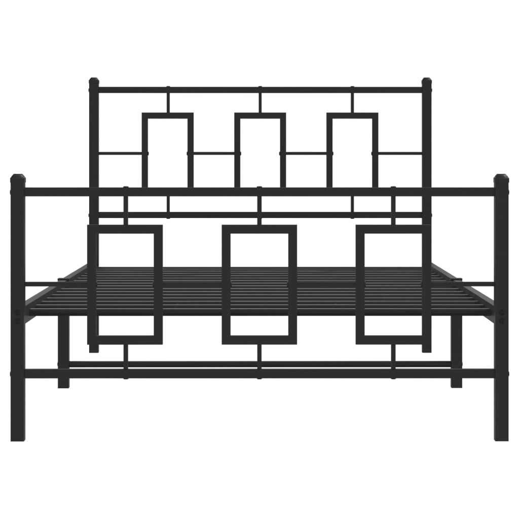 Estrutura de cama com cabeceira e pés 107x203 cm metal preto