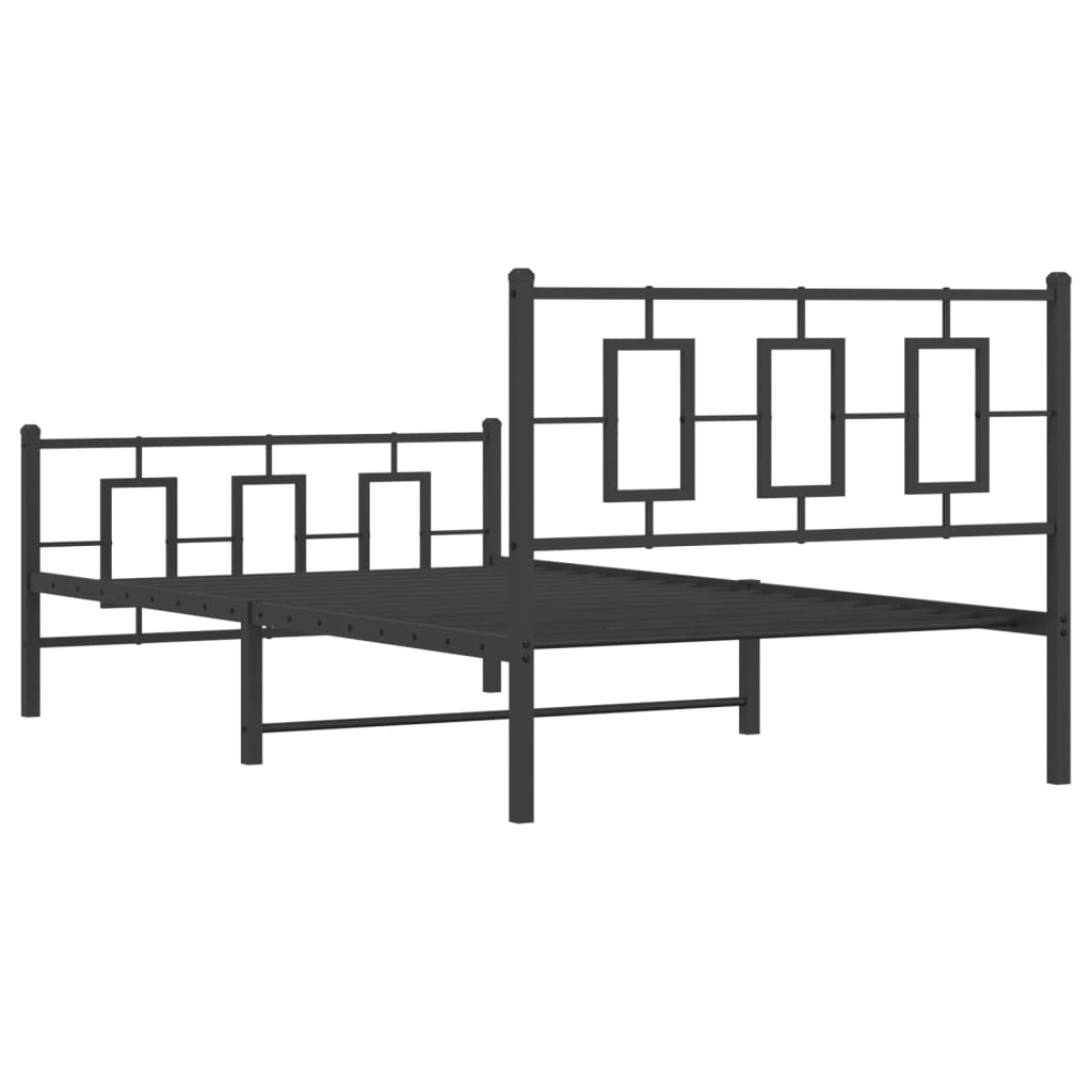 Estrutura de cama com cabeceira e pés 107x203 cm metal preto