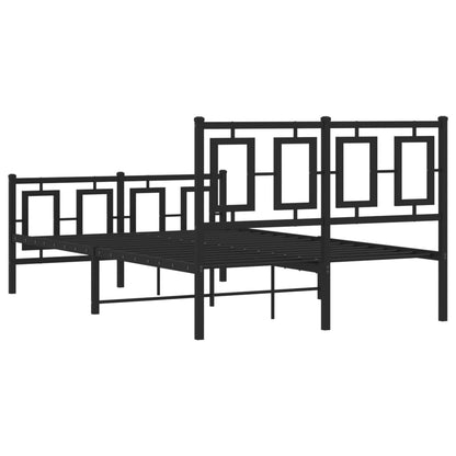 Estrutura de cama com cabeceira e pés 120x190 cm metal preto