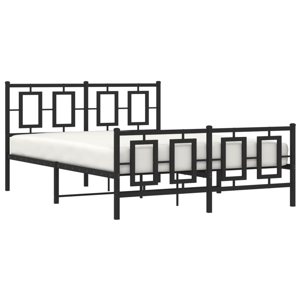 Estrutura de cama com cabeceira e pés 135x190 cm metal preto