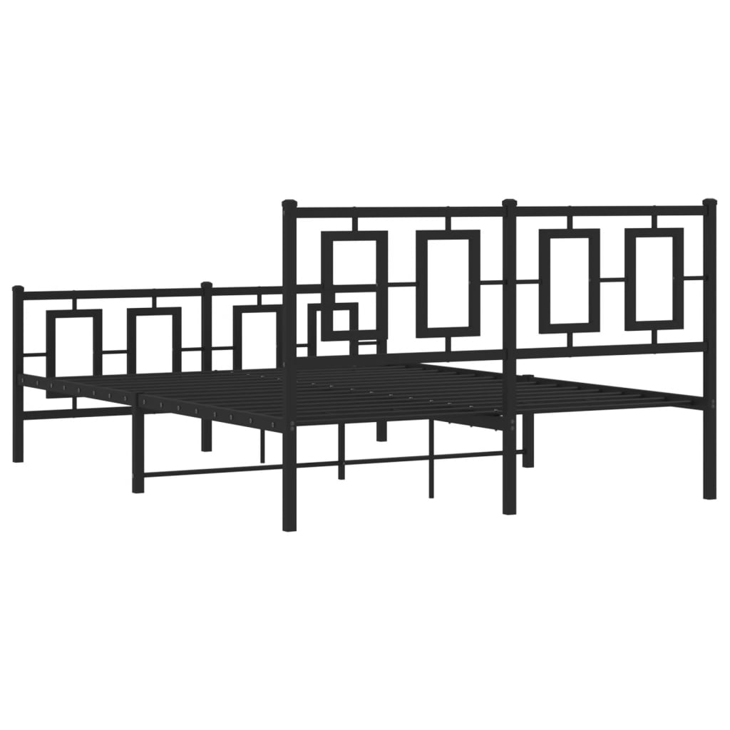 Estrutura de cama com cabeceira e pés 135x190 cm metal preto