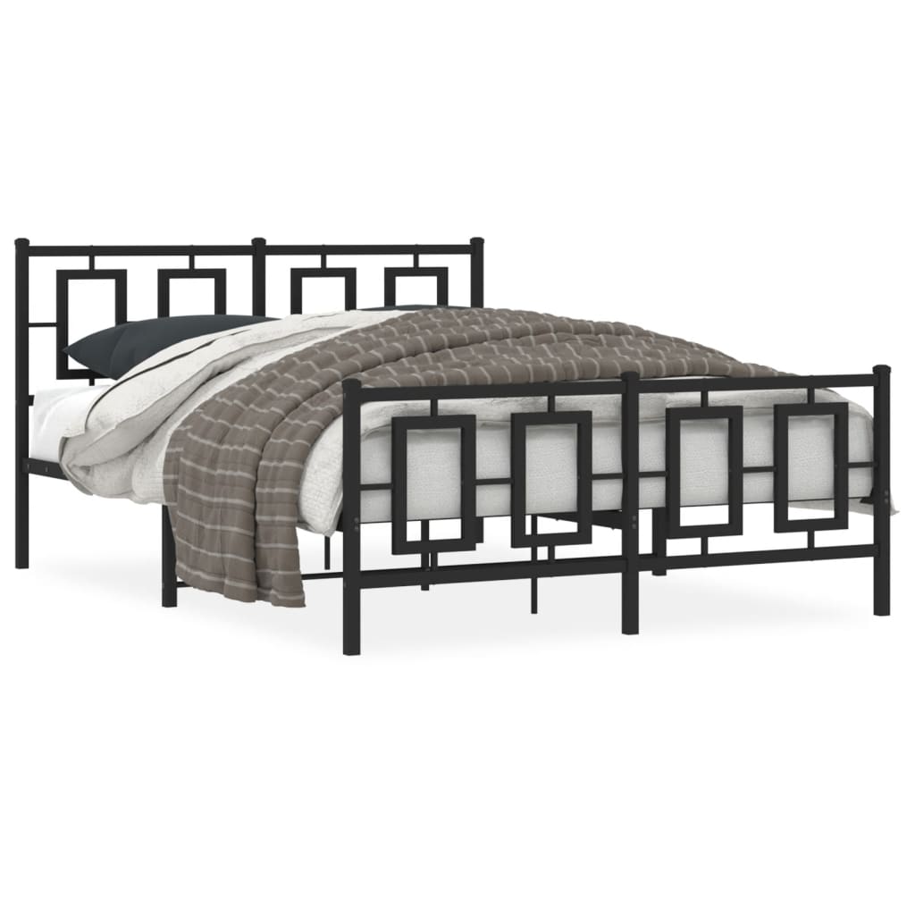 Estrutura de cama com cabeceira e pés 135x190 cm metal preto