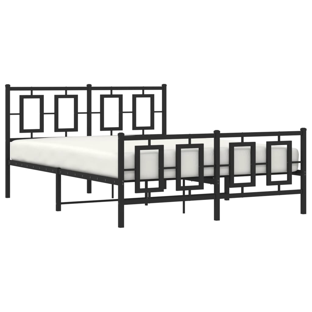 Estrutura de cama com cabeceira e pés 140x190 cm metal preto