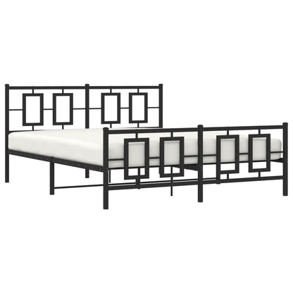 Estrutura de cama com cabeceira e pés 150x200 cm metal preto