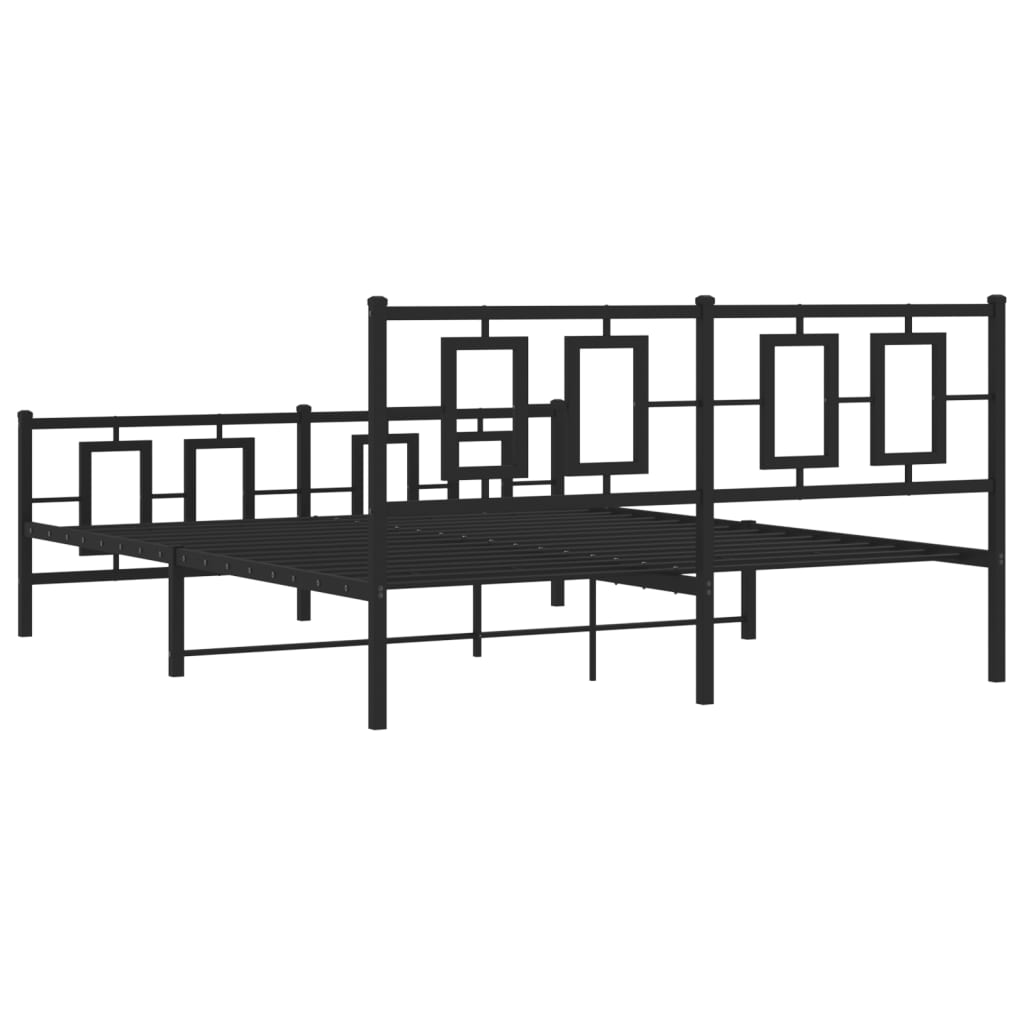 Estrutura de cama com cabeceira e pés 150x200 cm metal preto