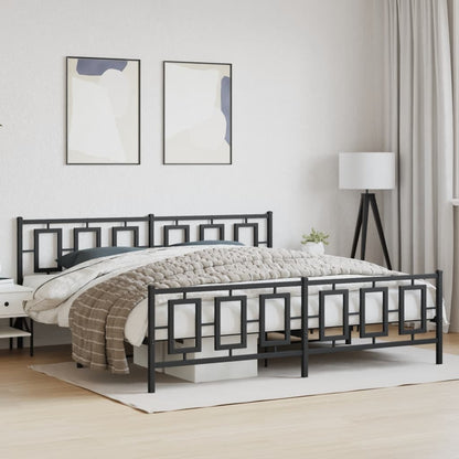 Estrutura de cama com cabeceira e pés 193x203 cm metal preto