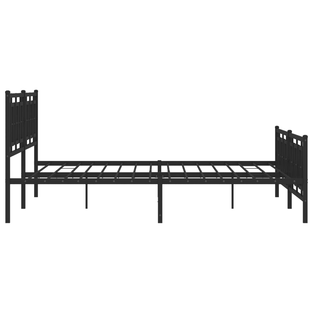 Estrutura de cama com cabeceira e pés 193x203 cm metal preto