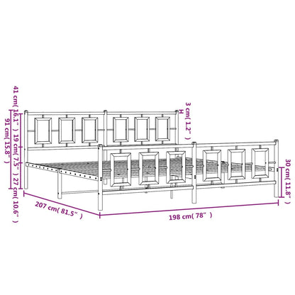 Estrutura de cama com cabeceira e pés 193x203 cm metal preto