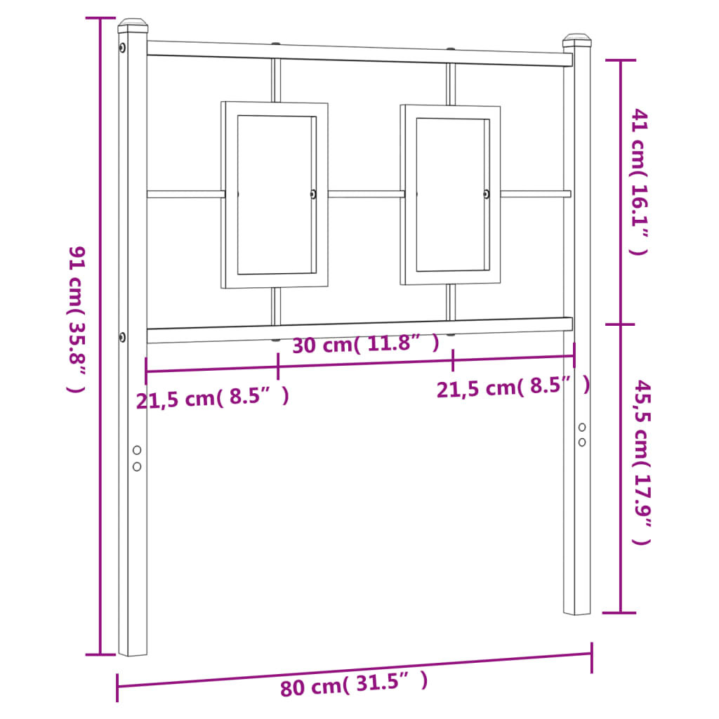 Cabeceira de cama 75 cm metal preto