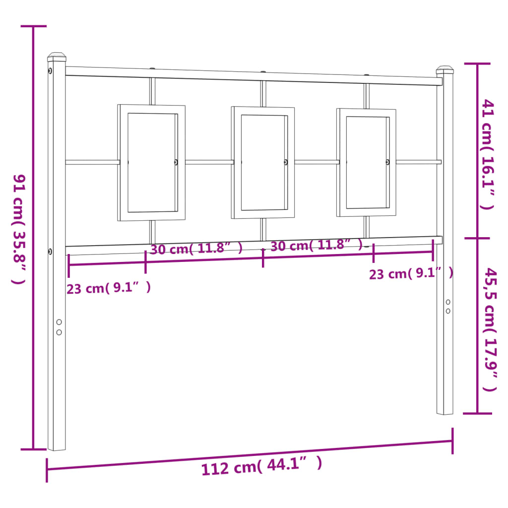 Cabeceira de cama 107 cm metal preto