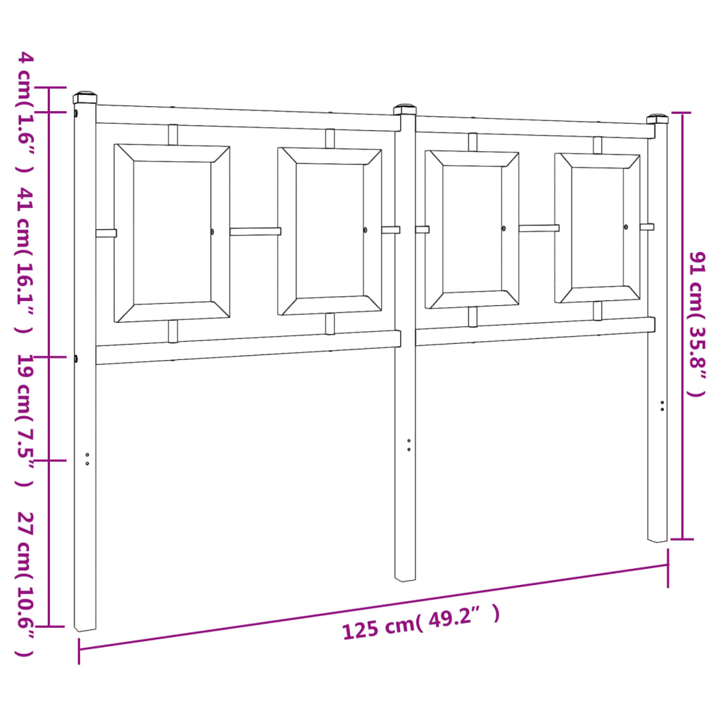 Cabeceira de cama 120 cm metal preto