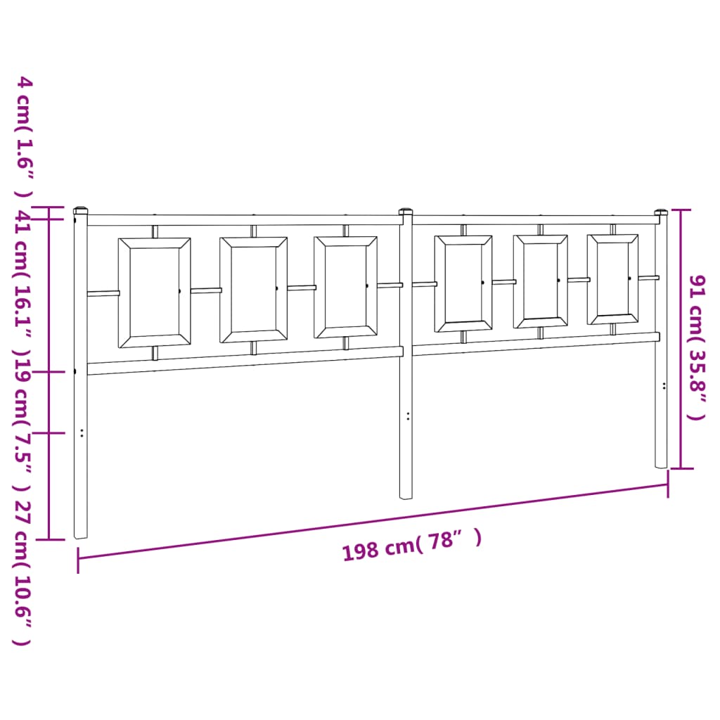 Cabeceira de cama 193 cm metal preto