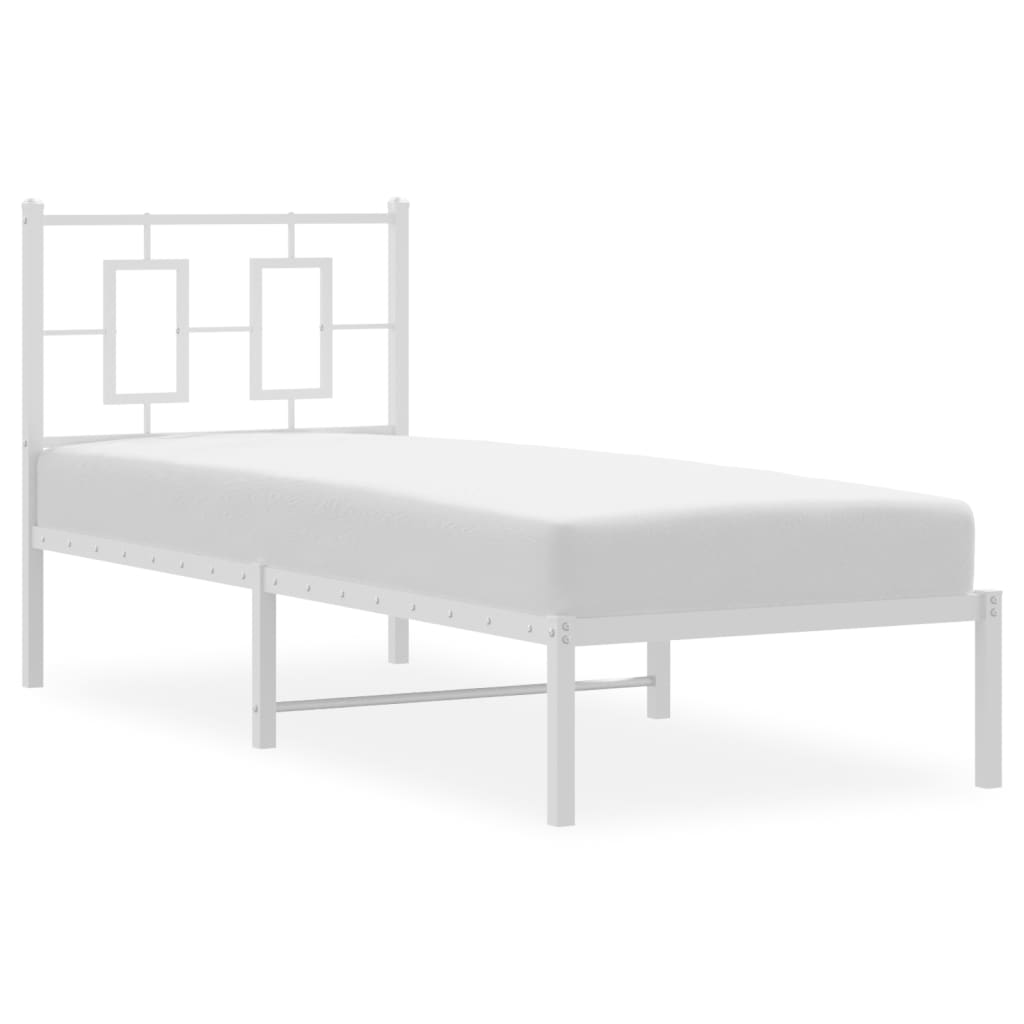 Estrutura de cama com cabeceira 75x190 cm metal branco