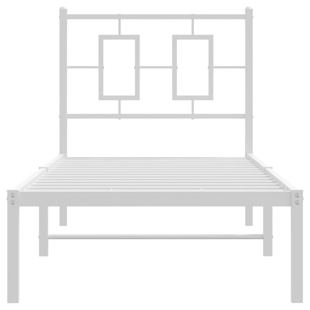 Estrutura de cama com cabeceira 75x190 cm metal branco