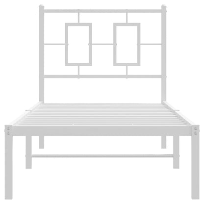 Estrutura de cama com cabeceira 75x190 cm metal branco