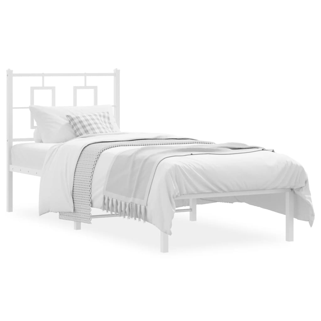 Estrutura de cama com cabeceira 75x190 cm metal branco