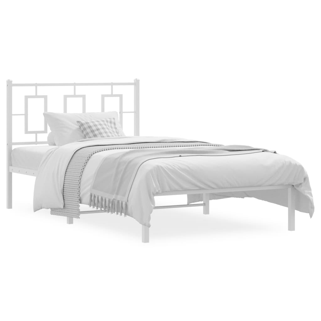 Estrutura de cama com cabeceira 100x200 cm metal branco