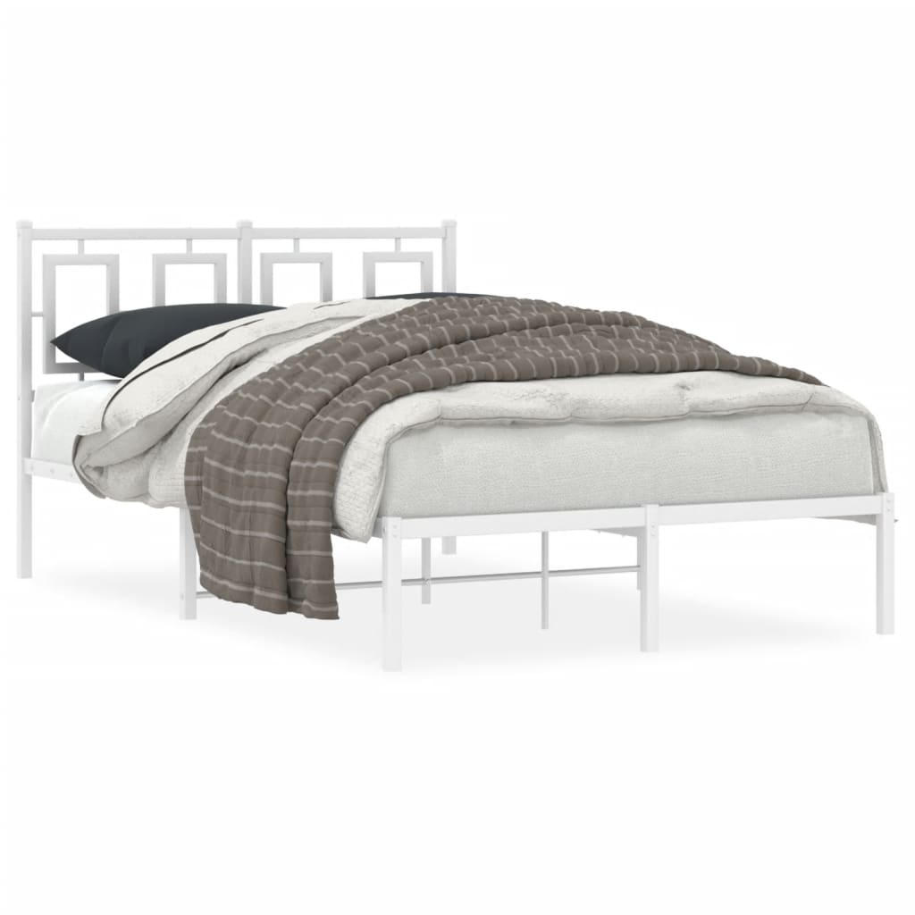 Estrutura de cama com cabeceira 120x190 cm metal branco