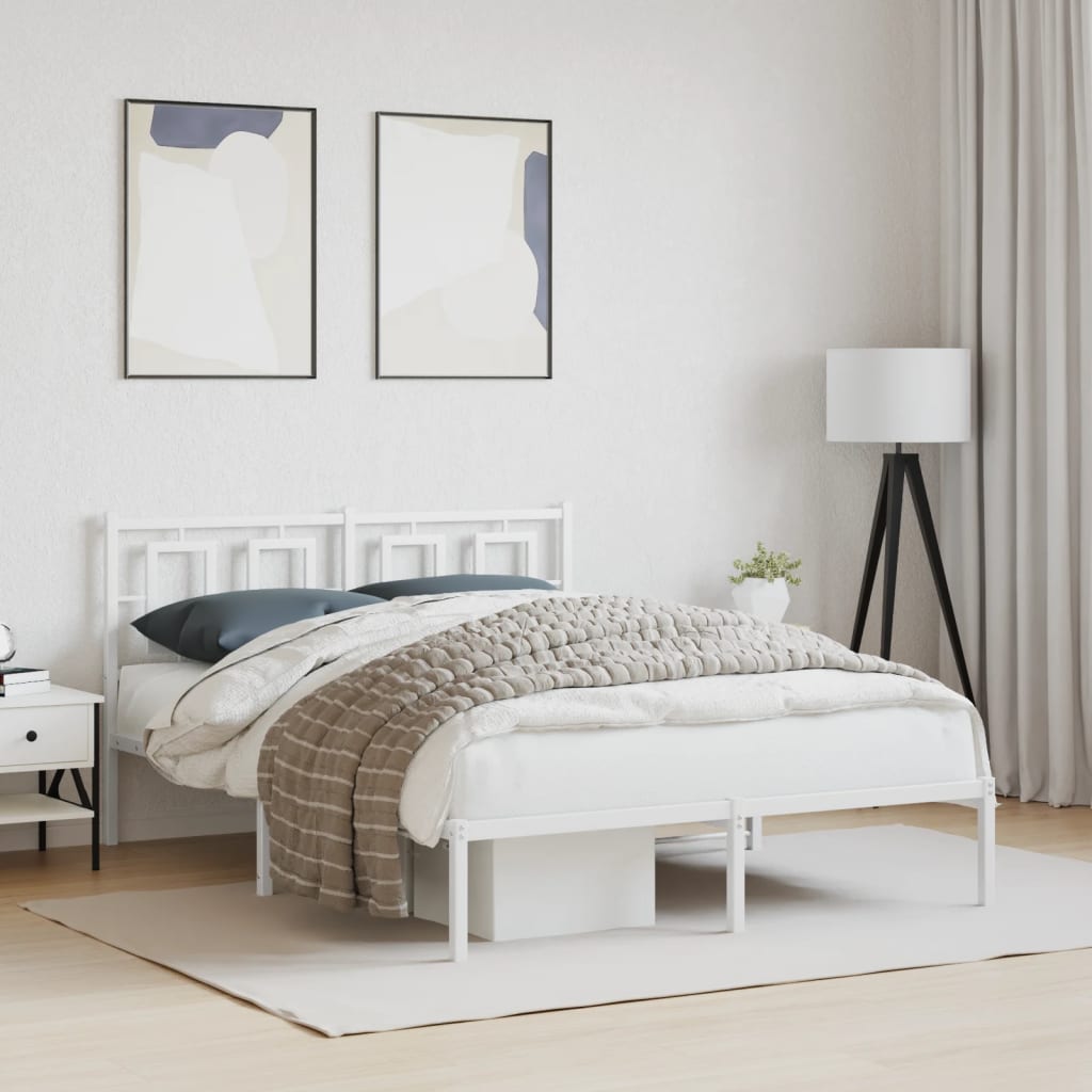 Estrutura de cama com cabeceira 135x190 cm metal branco