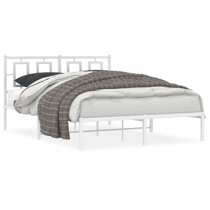 Estrutura de cama com cabeceira 140x190 cm metal branco