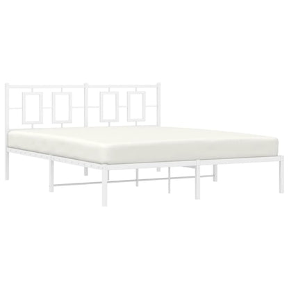 Estrutura de cama com cabeceira 150x200 cm metal branco